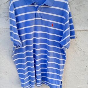 Ralph Lauren Polo XXL Shirt Blue with White Stripes Casual  Comfort